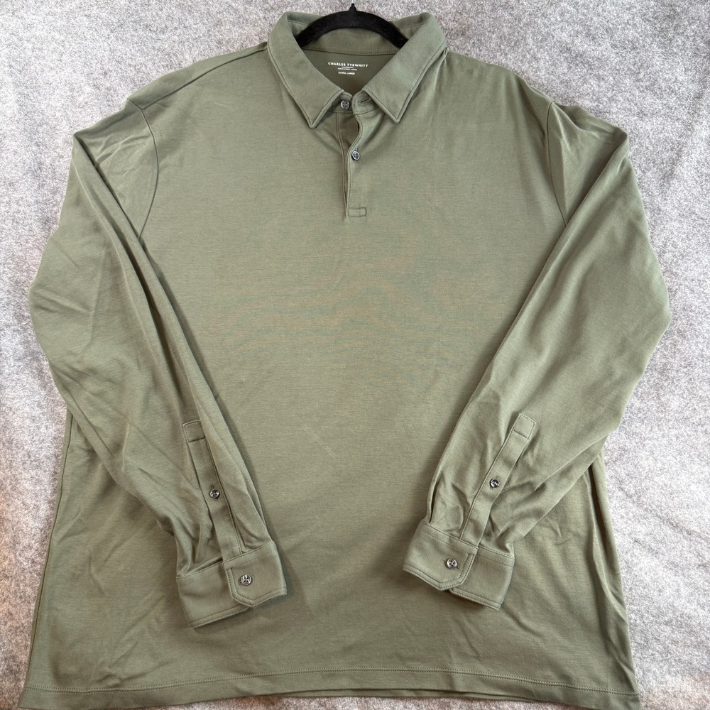 Charles Tyrwhitt Polo Shirt Women XL Green Long Sleeve Button Cuff Jersey - Picture 2 of 16